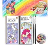 Mini Watercolor Paint Pad, Mini Paint Pad for adult, Mini Paint Pad, with Paint and Brushes, Tearable Dotted Line, Suitable for DIY Creation, for Painting Enthusiast, 12 Page (2PCS-D set)