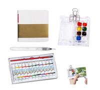 Mini Watercolor Paint Set, Pocket Artist Watercolor Travel Set, Watercolour Sketchbook, With 8 Grids Travel Paint Palette And 12 Colour Of Pigment, For Artists Painters Students (Acrylic)