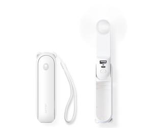 Mini wentylator przenośny wiatrak z funkcją powerbanka i latarką 2000mAh - biały