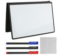 Mini Whiteboard A5, 30 x 20 cm, Tragbares Doppelseitiges Whiteboard mit 3 Markern und 1 Löschbarem Tuch, Schreibbrett für Büro, Schule und Zuhause, Umweltfreundlich und Wiederverwendbar (Schwarz)