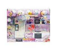 Mini World Playset Cuisine, Set de cuisine avec four, micro-ondes, réfrigérateur, distributeur de glace et accessoires, enfants et filles +6 ans