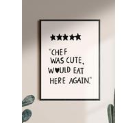 MINI ZOZI Grande toile de décoration murale de cuisine 30,5 x 40,6 cm - Motif « Chef Was Cute Would Eat Here Again » - Impression sur toile avec citations alimentaires - Décoration murale de dortoir