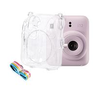 Mini12 étuis transparents pour appareil photo instantané Fujifilm Instax Mini 12 Housse avec support pour film, autocollant, bandoulière réglable, Transparent, Étui compact