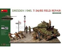 MiniArt Maquette Diorama T-34/85 Réparation sur le terrain Dresde 1945 – Grand set 1:35 (36064)