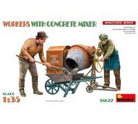 Miniart 38077 Set di figure in scala 1:35 di operaio edile con miscelatore (2) -
