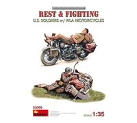 MiniArt Kit de figurines Rest & Fighting U.S. Soldiers avec motos WLA – 1/35 – 2 soldats (53068)