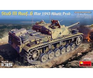 MiniArt MIN35336 1:35-StuG III Ausf G Mar 1943 Alkett Prod Scale Model Kit, moulé Couleur