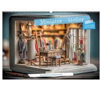 Miniatur - Atelier (Wandkalender 2026 DIN A2 quer), CALVENDO Monatskalender: Eine zarte Miniaturwelt voller Schneiderkunst: winzige Figuren nähen, ... - kreativ, verspielt und detailverliebt.