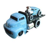Miniature 1:64 Camion Remorque Et Hot Rod Bleu A Compresseur Muscle
