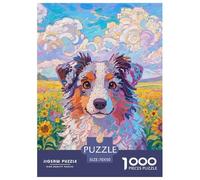 Miniature American Shepherd 1000 Pièce Puzzle Jeu Éduchatif Créatif Chien de Compagnie Jigsaws Belle Décoration Puzzle pour Adultes Et Enfants 70x50cm/1000pcs