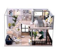 Miniature avec des Meubles de Maison de poupée, kit DIY Dollhouse en Bois Ainsi Que la poussière et, 1:24 Salle créative pour l'idée Cadeau Saint Valentin