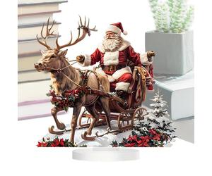 Miniature avec traîneau de rennes du Père Noël - Ornement de bureau de Noël, Statue de cerf Claus | Décoration de table pour intérieur et extérieur, figurine d'exposition de collectif