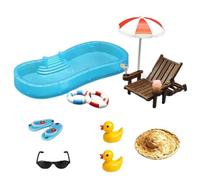 Miniature Beach Accessories - Tiny Pool Furniture Model Set, Dollhouses | Mini Beach Model Set, Tiny Pool Furniture, Dollhouses Accessories, Diorama Craft Decor, For Home Studio School Project Displa