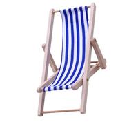 Miniature Beach Chair - Mini Decorative Deck Chair, Wooden Doll Lounger, Foldable Deck Chairs for Decoration | 1x Lounge Chairs Model, Furniture Accessories for Home Desk Garden Decor