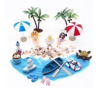 Miniature de Plage,Lot de 22 Micro Paysages de Plage Miniatures Ensemble de Décoration de Plage Jouets Décoration de Plage d'océan DIY Accessoire pour Décoration de Maison de Poupée et Plantes
