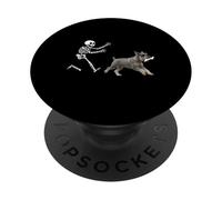 Miniature drôle Schnauzer Running Skeleton Halloween PopSockets PopGrip Adhésif
