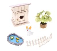 Miniature Extérieur Modélisme Maison Scène Deck Réalistes Matériaux en Bois Sûr pour Enfants 3+ Plaisir Créatif Résine Meubles de Poupée pour Enfants