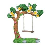 Miniature Fairy Garden Swing - Resin Floral Tree Hanging Swing, Tiny Doll house Decoration Sculpture, Outdoor Garden Miniature Ornament For Yard Lawn Pathway Bedroom Farm Landscape Setup Use
