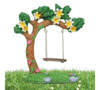 Miniature Fairy Garden Swing, Resin Flower Tree Swing Sculpture, 4.53x4.13 inches Sturdy Small Dollhouses Outdoor Decor, Perfect for Lawn, Pathway, Yard, Bedroom, Driveway and Farm