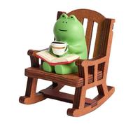Miniature Frog Figurines Cute Frog Sculpture with Rocking Chair, Desk Decoration Collectibles Gift for Home Book Shelf Maiju