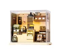 Miniature House Kit, Handmade Coffee Shop Model, Realistic Mini Kitchen Set, 6.02x6.93x4.84 inches Assembly Toy Craft for Teens Adults, Desktop Decoration, Creative Hobby Gift