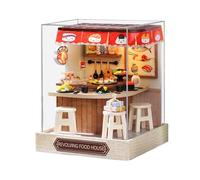 Miniature House Kit - Wooden Craft Doll House with Dust Cover and DIY Tools for Living Room, Bedroom, Kitchen, Office, Shelf, Entryway, Apartment, Classroom, Christmas, 3.54x3.54x5.91 inches
