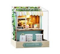 Miniature House Kit - Wooden Craft Doll House with Dust Cover and DIY Tools for Living Room, Bedroom, Kitchen, Office, Shelf, Entryway, Apartment, Classroom, Christmas, 3.54x3.54x5.91 inches