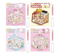 Miniature House Stickers, Effect Cartoon Scene Decals, 4 House Scene Stickers, Funny Cartoon Sticker Scenes, Christmas Silicone Molds, Easy To Use, Portable for Kids Adults