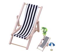Miniature Lounge Chair - Foldable Wooden Beach Chair | Mini Dollhousë Furniture Accessories | for Indoor & Outdoor Use, Sturdy & Lightweight, Adds Realism to Dollhousë