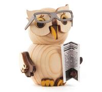Miniature Mini-Eule Avec Lunettes. H=7,5cm Neuf Figurine en Bois Holzminiatur