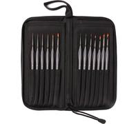 Miniature Painting Kit - (Set Of 13) Micro Detail Paint Brushes With Black Carrying Case For Painting Action Figures,Models,Nail Art,Fantasy Nails,Acrylic,Oil,Detail Art,Stained Glass And More