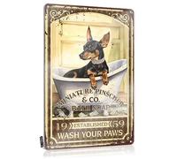 Miniature Pinscher Bath Soap Wash Your Paws Tin Sign Funny PostersVintage Kitchen AccessoriesKitchen Decor And AccessoriesKids Posters for Boys Room (Color : Color, Size : 20 x 30 cm)