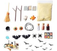 Miniature pour Maison de poupée d'halloween, Figurines Miniatures d'halloween à l'échelle 1:12, Comprenant Une Chauve-Souris, Une araignée, Citrouille, Un crâne, sorcière, etc. Accessoires