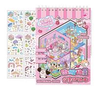 Miniature Scène Sticker Book, Miniature Landscape Sticker Book, 3D Cartoon House Decal No-Cut, Relief Stress Passing the Time, Dreamland Landscape Decal for Scolaire, Maison, Fille, Garçon