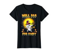 Miniature Schnauzer Dabbing Dog Will Dab for Candy Halloween T-Shirt Graphique avec Valeur, Femme, Noir, M