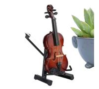 Miniature Violin - Wooden 17x4.1x1.9cm | Mini Violin Figurine With Stand, Collectible Model Ornament | Decorative Desk Accessory For Living Room Study Room Office Home Music Lover Display