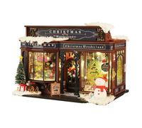Miniatures de maison de de Noël | Tiny House Kit de construction avec arbre et meubles | Décoration de Noël Maison de | Kit de maison miniature créatif pour décoration de vacances