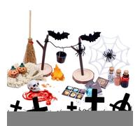 Miniatures d'Halloween | Lot de 27 figurines chauve-souris avec têtes de crâne de | Mini paysage de jardin d'Halloween, accessoires de maison de pour travaux manuels de bureau