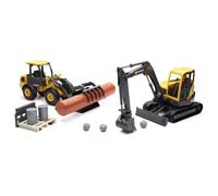 Miniatures montées - Volvo Set Pelleteuse et Chargeur avec accessoires 1/18 Newray
