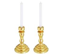 Miniatures pour Maison de poupée, 2 pièces, candélabres et Bougies à l'échelle 1/12, Accessoires pour Maison de poupée, Accessoires scène DIY, candélabres dorés, bougeoirs dorés, à