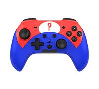 Minibird Pop Top - Manette sans fil Bluetooth "La Question" pour Nintendo Switch - Autonomie 16 heures - Manette Compacte et Compatible pour Switch/Switch Lite/Switch Pro - Turbo - Bleu et Rouge