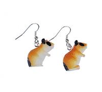 Miniblings animal de compagnie de suspension de hamster repéré Ours en peluche hamster hamsters doré - Bijoux fantaisie main argenté Boucles d'oreille