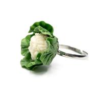 Miniblings Anneau de chou-fleur pour jardin potager - Fait à la main - Bijoux tendance faits à la main | Anneau avec motif | Taille unique réglable, 19mm, pâte à modeler, Non connu