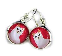Miniblings Boucles d'oreille de chat tête de chat Boucles d'oreille tête de chat chat gueule en bois Cabochon - Bijoux Fashion main argenté Boucles d'oreille