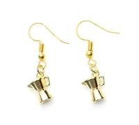 Miniblings Boucles d'oreilles à expresso en forme de cafetière moka doré - Bijou fantaisie fait main | Boucles d'oreilles pendantes plaquées or