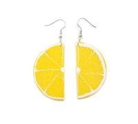 Miniblings Boucles d'oreilles pendantes en forme de tranches de citron - Plaqué argent - Fait à la main - Bijou fantaisie - Boucles d'oreilles pendantes