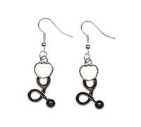 Miniblings Boucles d'oreilles stéthoscope Fièvre Santé Hôpital Médecine Maladie, 28mm, Métal Argent, Non connu