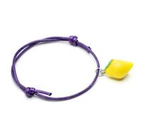 Miniblings Bracelet porte-bonheur au motif de citron - Avec cordon violet - Fait à la main - Pour homme et femme