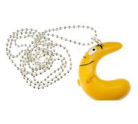 Miniblings C Barbapapa Chaîne 80 cm Pendentif lettre Initiale ABC Barbamama Jaune - Bijou fantaisie fait main - Chaîne à billes argentée, 40mm
