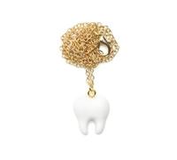 Miniblings Chaîne dentiste 45 cm plaqué or - Bijou fantaisie original | Pendentif | Collier à maillons plaqué or